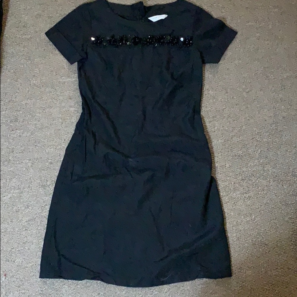 Topshop Black Beaded Shift Dress UK 6 US 0 2